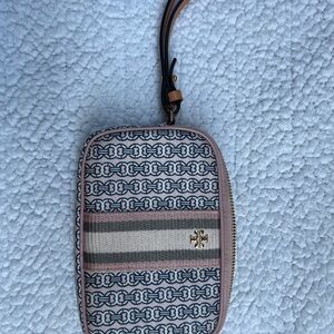 Tory Burch Pink and Gray Patterned Pouch